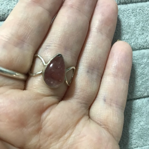 NWOT Sterling Silver Lepidocrosite Teardrop Heart Band Ring Size 9 Crystal Gem - Picture 7 of 15